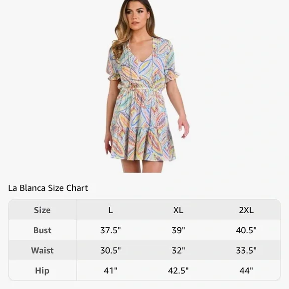 La Blanca Women's Short Sleeve Dress Swimsuit Cover Up, White//Sunbaked Jewels,